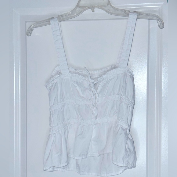 Madewell Women's White Poplin Sophia Peplum Tank Size XS - Picture 3 of 6